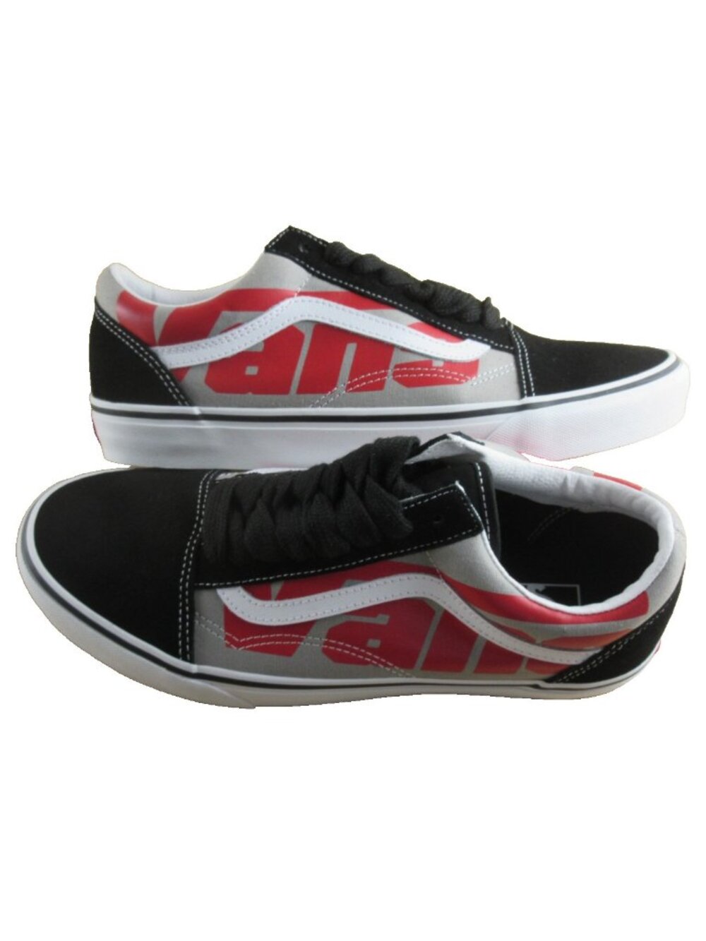 Vans Men's Old Skool Jumbo VANS Logo Black White Red Canvas Suede shoes Size 9.5 - Picture 7 of 7